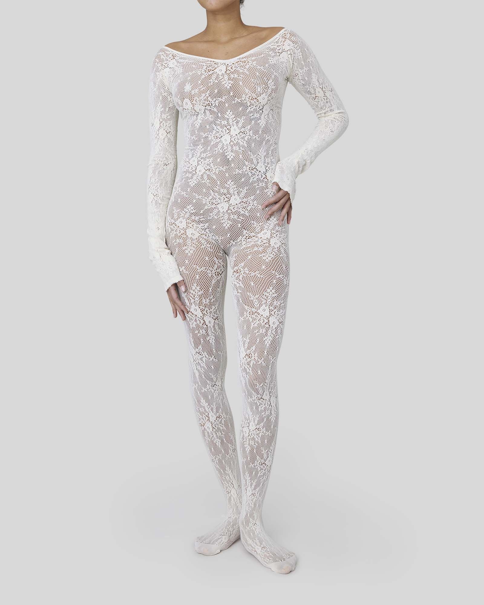 Asymmetrical Lace Bodystocking main image 1