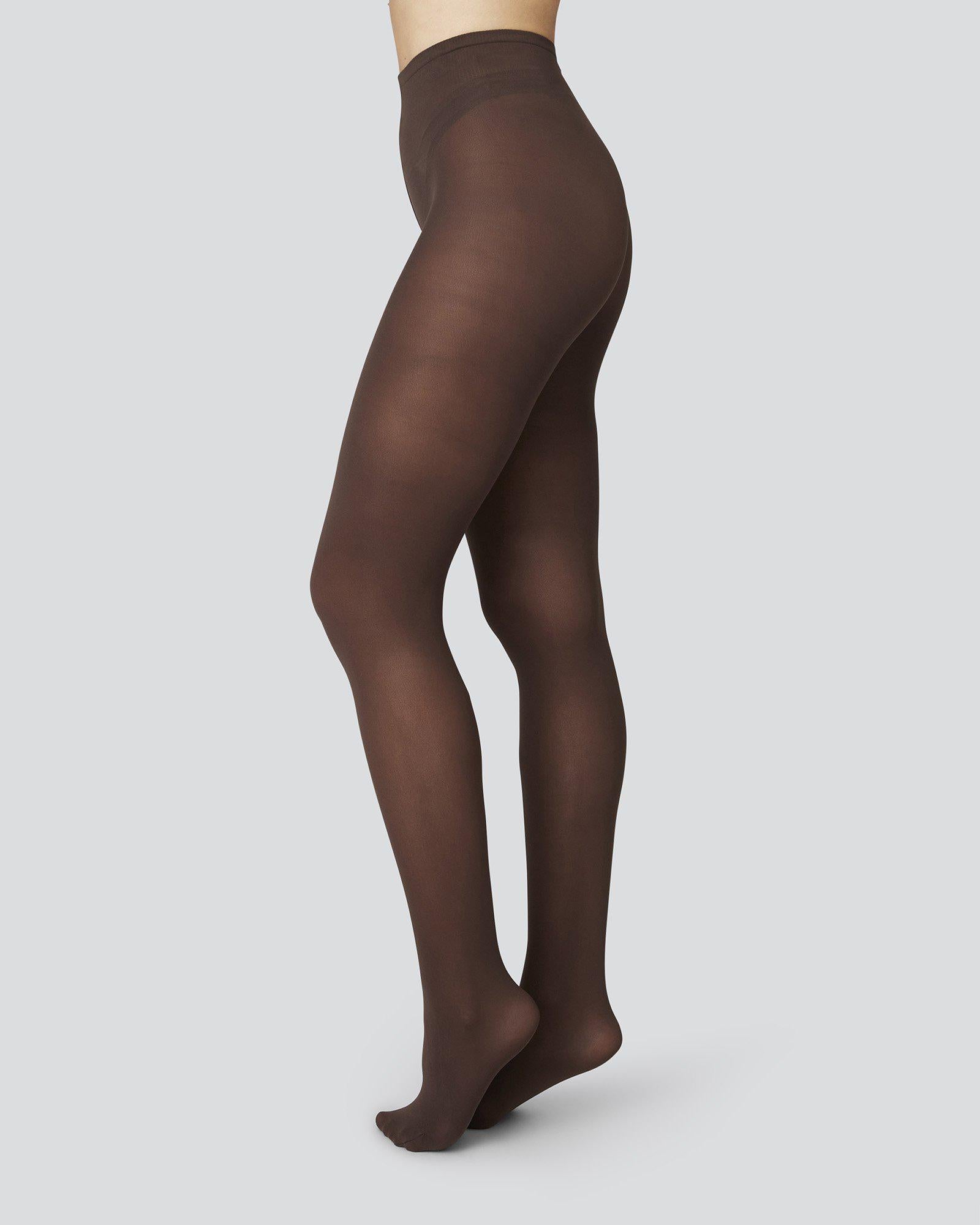 Olivia Premium Tights Dark Brown 60 den | Shop now - Swedish Stockings