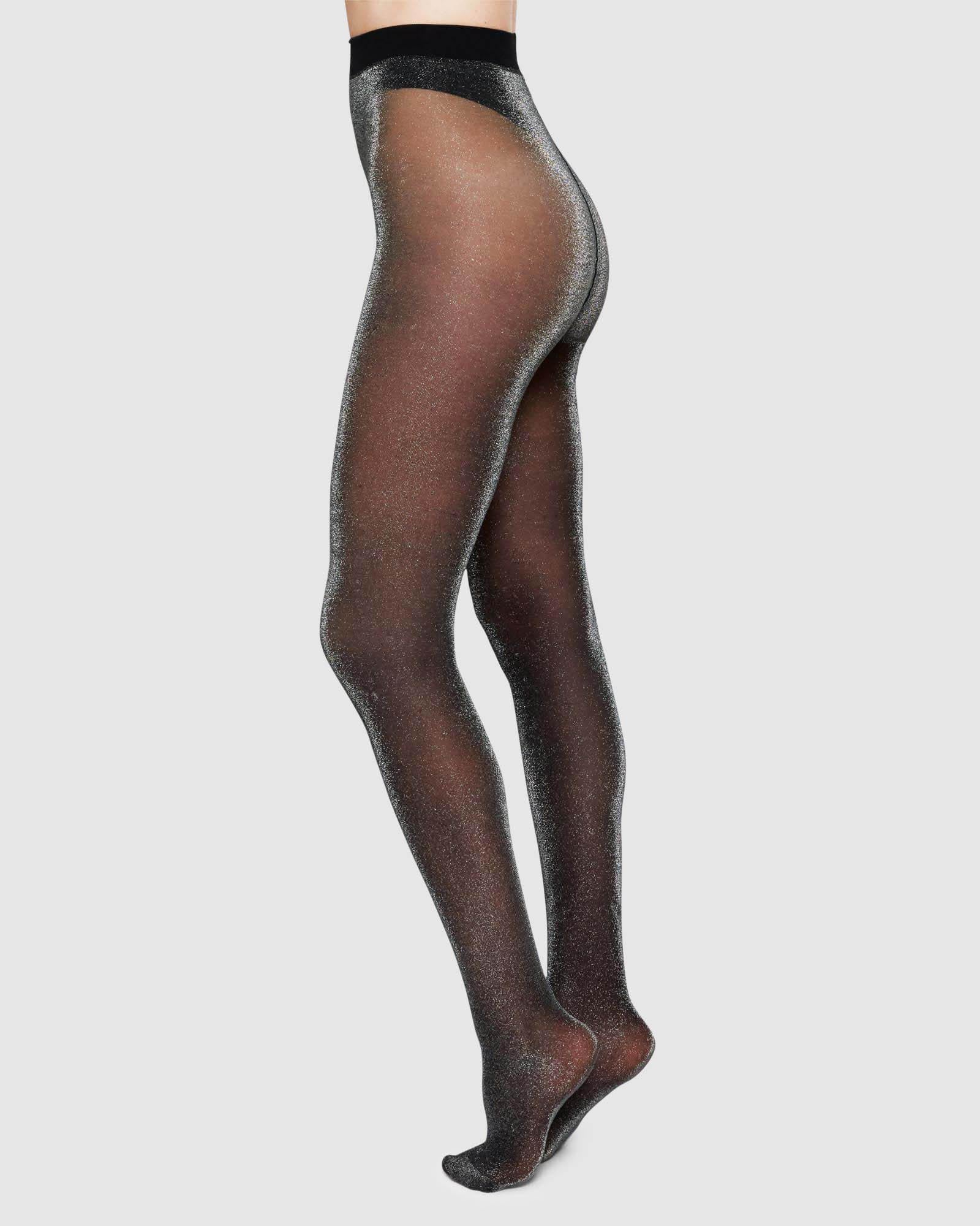 Red Lurex Shimmer Pantyhose Tights One Size 