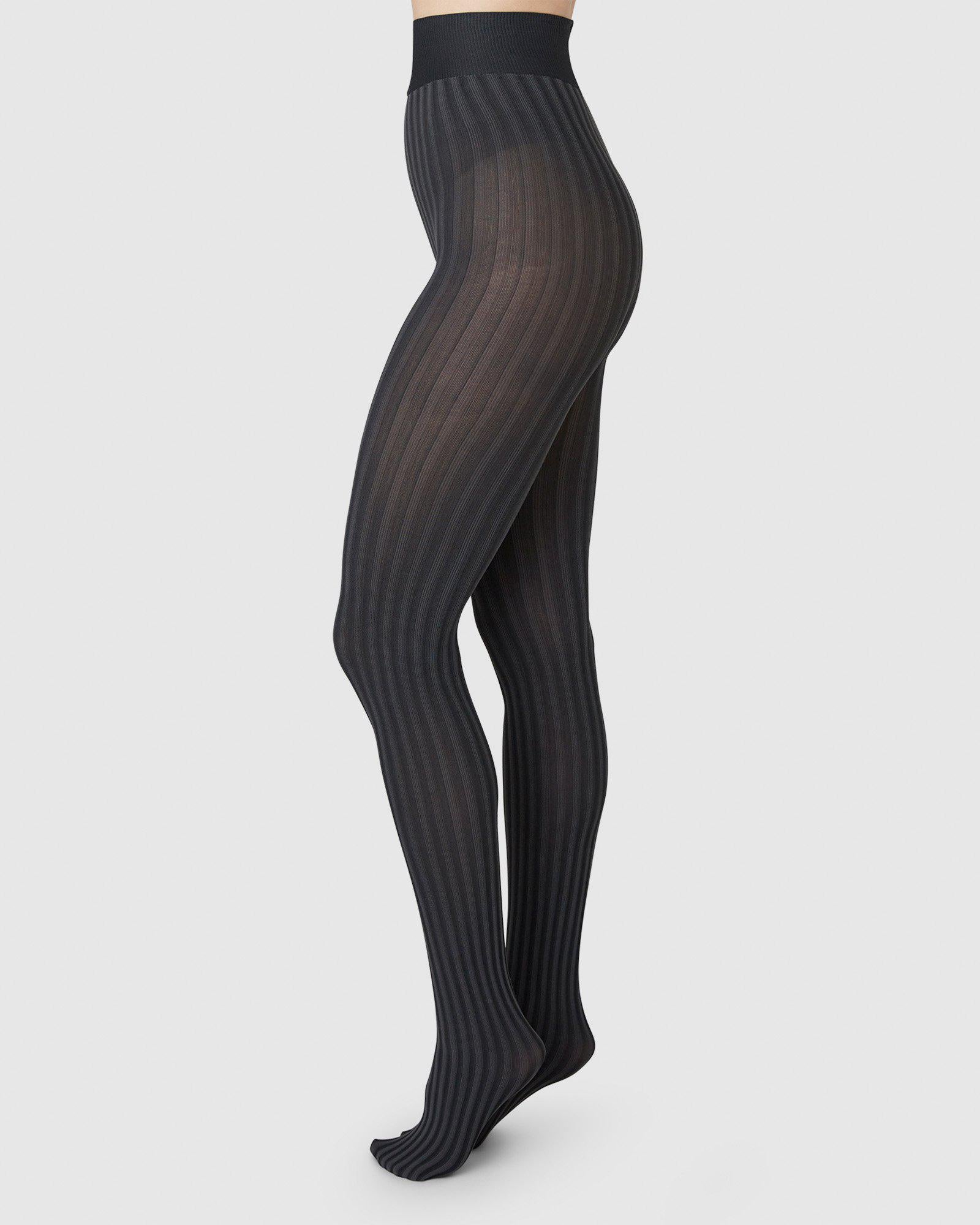 Hilda Stripe Tights Black 80 Den Buy Now Swedish Stockings