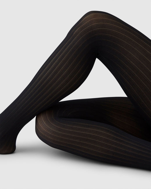Swedish Stockings Zoe Ribbed Tights in Black