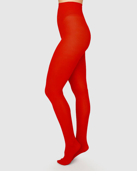 Style 70 intense red fishnet tights