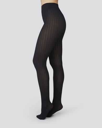 Semi Opaque Black Tights with Fine Herringbone Pattern – 40 den – LORIEN 11  - Gatta Wear
