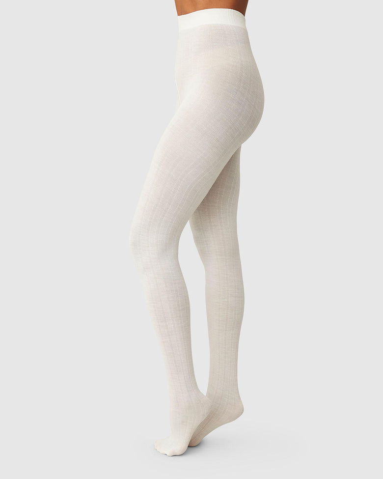 Freja Organic Wool Tights Ivory | Buy now - Swedish Stockings