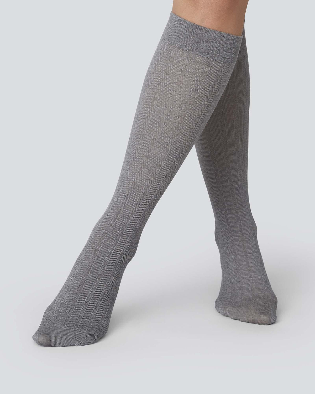 Freja Organic Wool Knee-Highs Grey | Shop now - Swedish Stockings